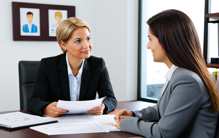 Career Counseling Session**

"A young professional woman in a modest blouse and skirt, sitting across from a career counselor in a bright, modern office. The counselor is an approachable, mature woman in business casual attire. They are reviewing a resume. Bookshelves and motivational posters in the background. Professional setting, fully clothed, safe for work, appropriate content, perfect anatomy, natural proportions, well-formed hands, proper finger count, family-friendly."

**