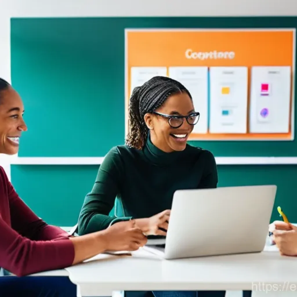 직업상담사로 학습지 제작하기 - **Prompt:** A diverse group of adult learners, fully clothed in comfortable, modern attire, actively...