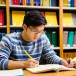 직업상담사 필기시험 대비 교재 추천 - **Prompt:** A focused, determined adult student, casually dressed in smart-casual attire (e.g., a co...