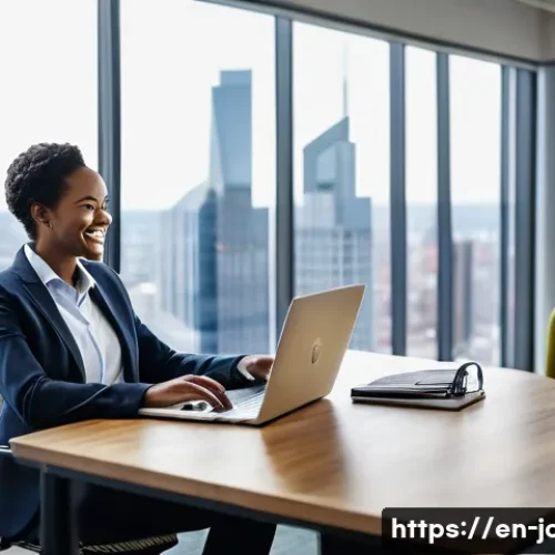 직업상담사 연봉 인상 사례 - A modern urban career counseling office scene showing a professional career counselor in business ca...