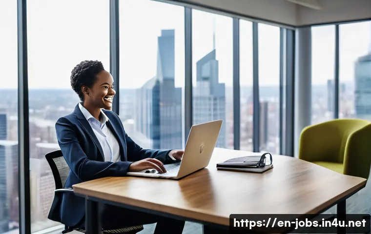 직업상담사 연봉 인상 사례 - A modern urban career counseling office scene showing a professional career counselor in business ca...