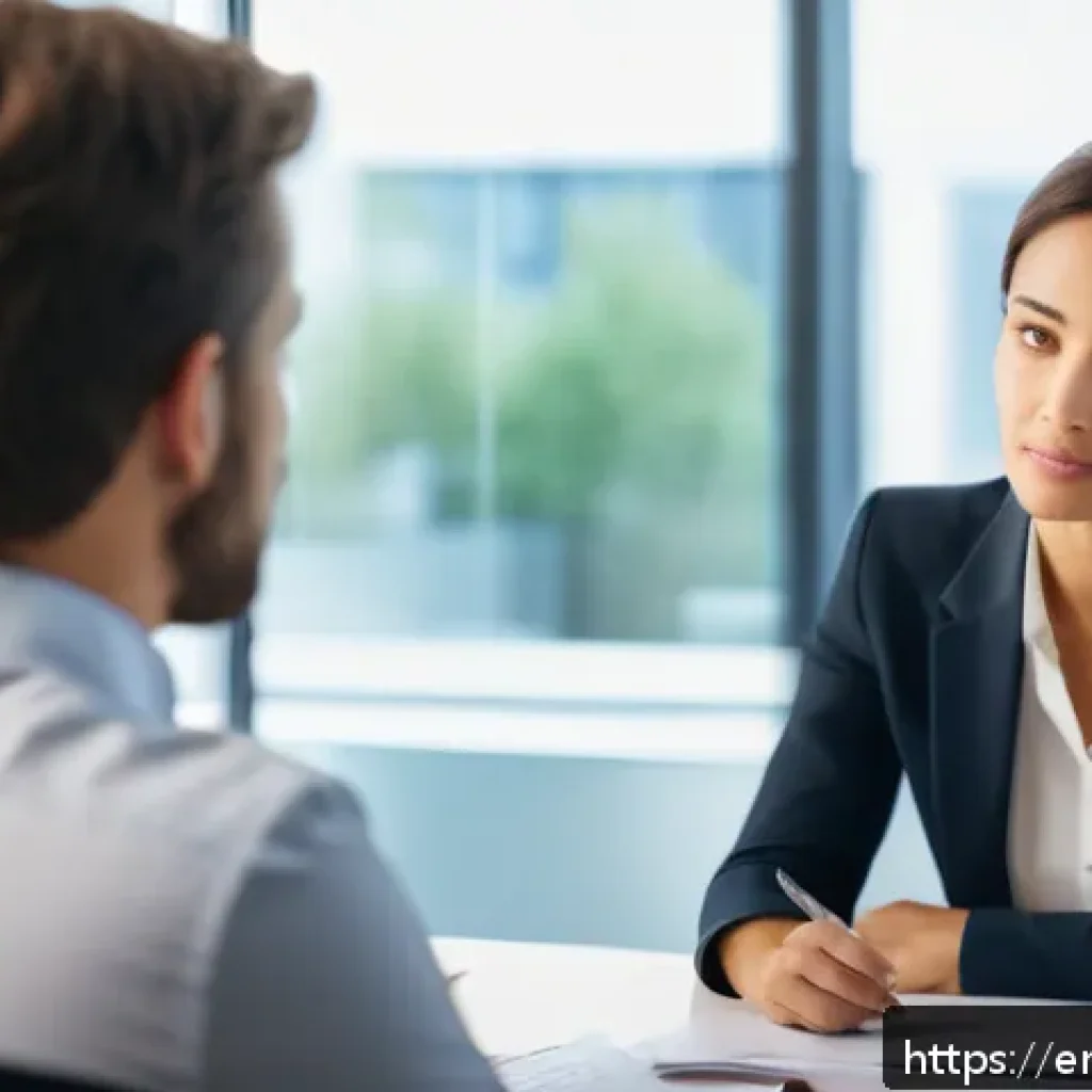 직업상담사 상담 기술 향상법 - A professional career counselor attentively listening to a diverse client in a modern office setting...