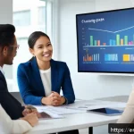 직업상담사와 상담 사례 연구 - A professional career coach meeting with a diverse group of clients in a modern office setting, enga...