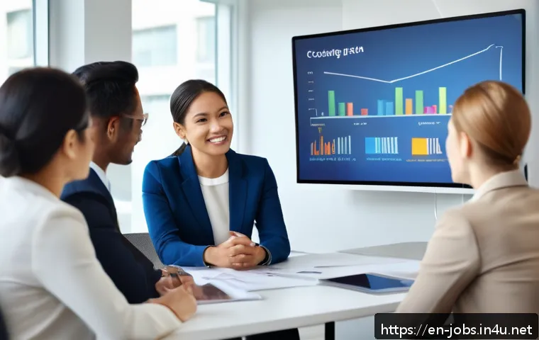 직업상담사와 상담 사례 연구 - A professional career coach meeting with a diverse group of clients in a modern office setting, enga...